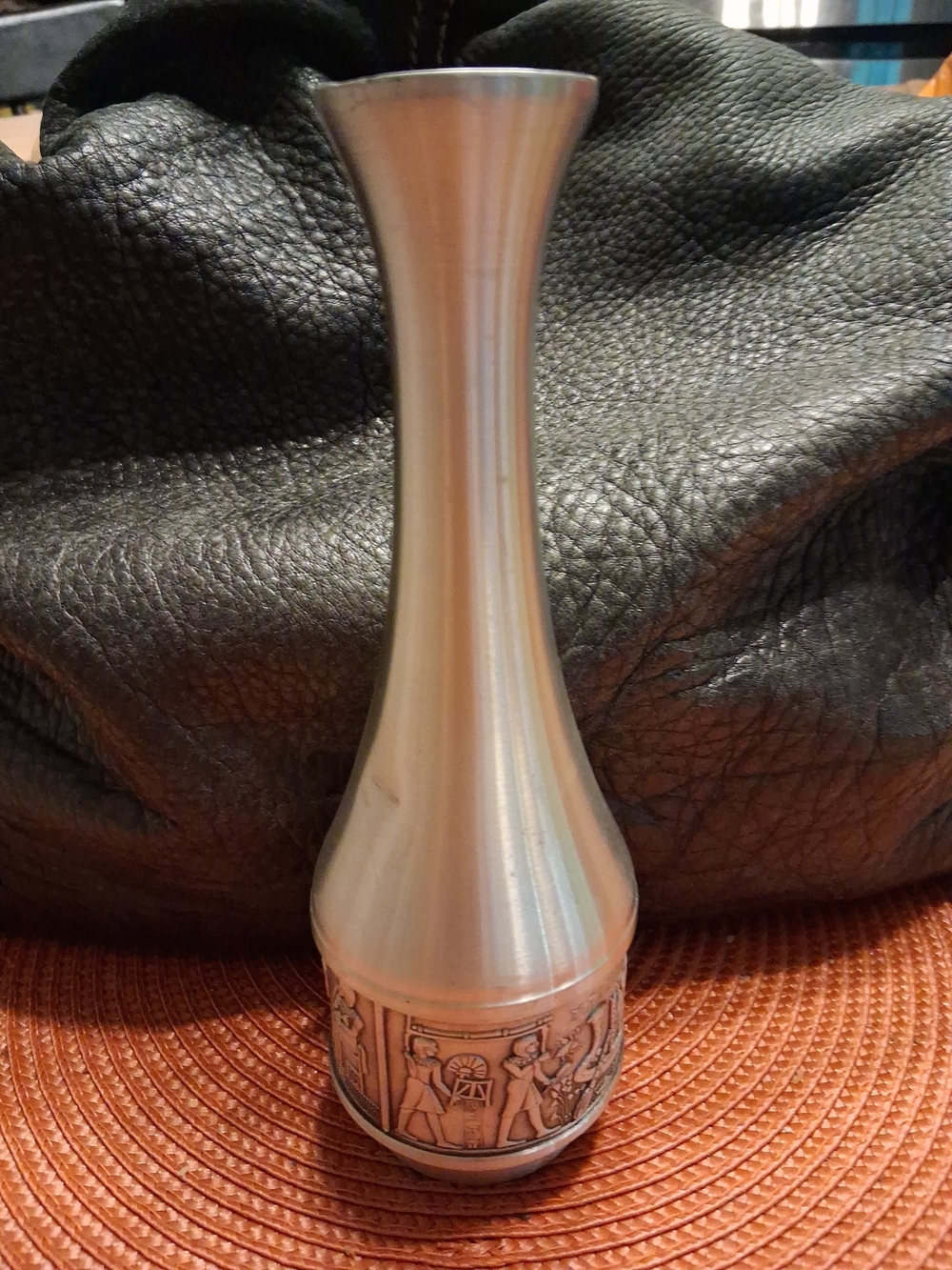 7.5 Inches Tall Metal Egyptian People Design Vase Decor